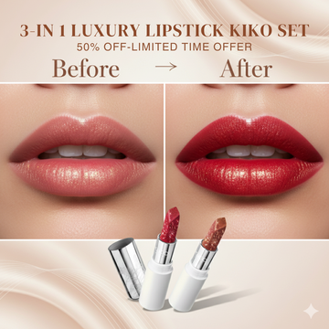 KIKO Sparkle Luxe 3-in-1 Lipstick Set | Metallic Shimmer Lipsticks | Long Lasting Creamy Formula