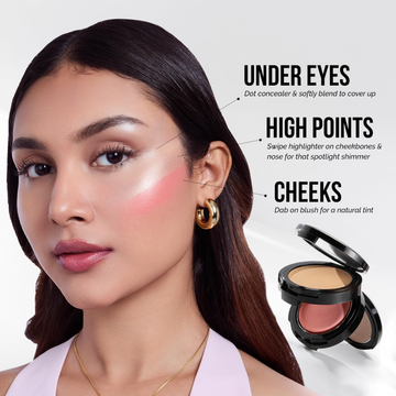 STAZE Glow 3-in-1 Pocket Beauty Kit | Concealer + Blush + Highlighter | Buildable, Blendable, 12-Hour Wear