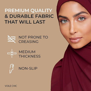 VOILE CHIC Premium Chiffon Hijab Scarf for Women - Non-Slip Islamic Head Scarf Wrap Hijabs