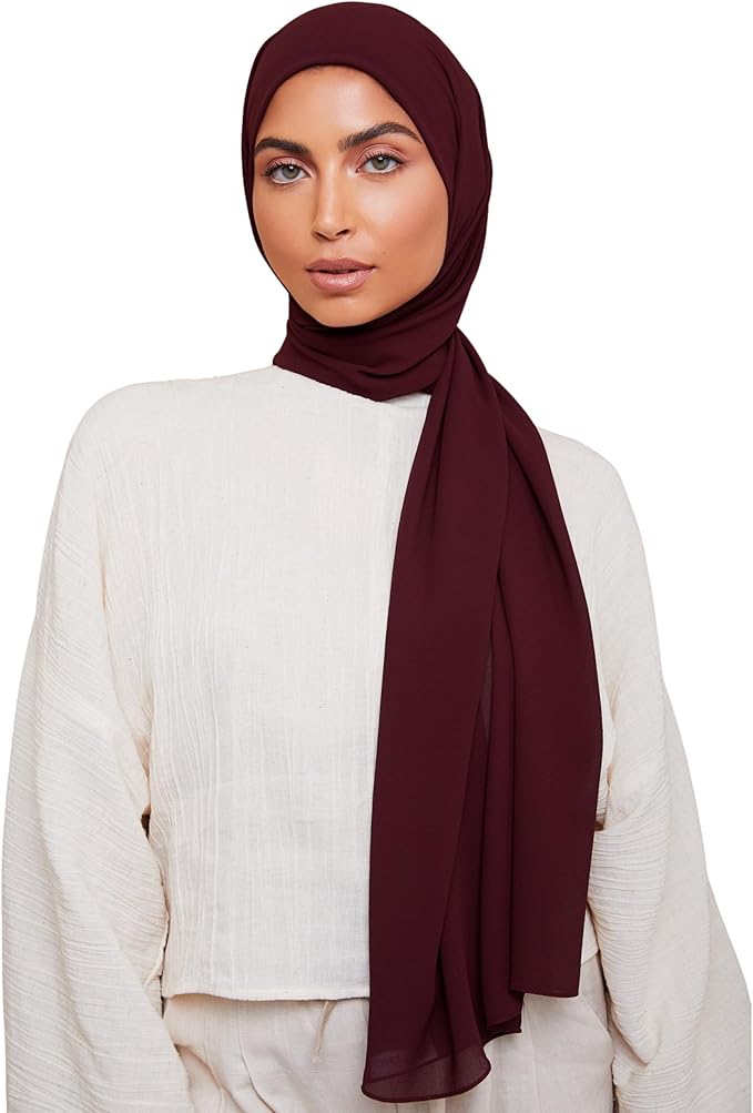 VOILE CHIC Premium Chiffon Hijab Scarf for Women - Non-Slip Islamic Head Scarf Wrap Hijabs