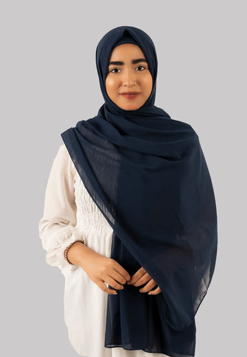 Georgette Instant Hijab With Cap In Blue