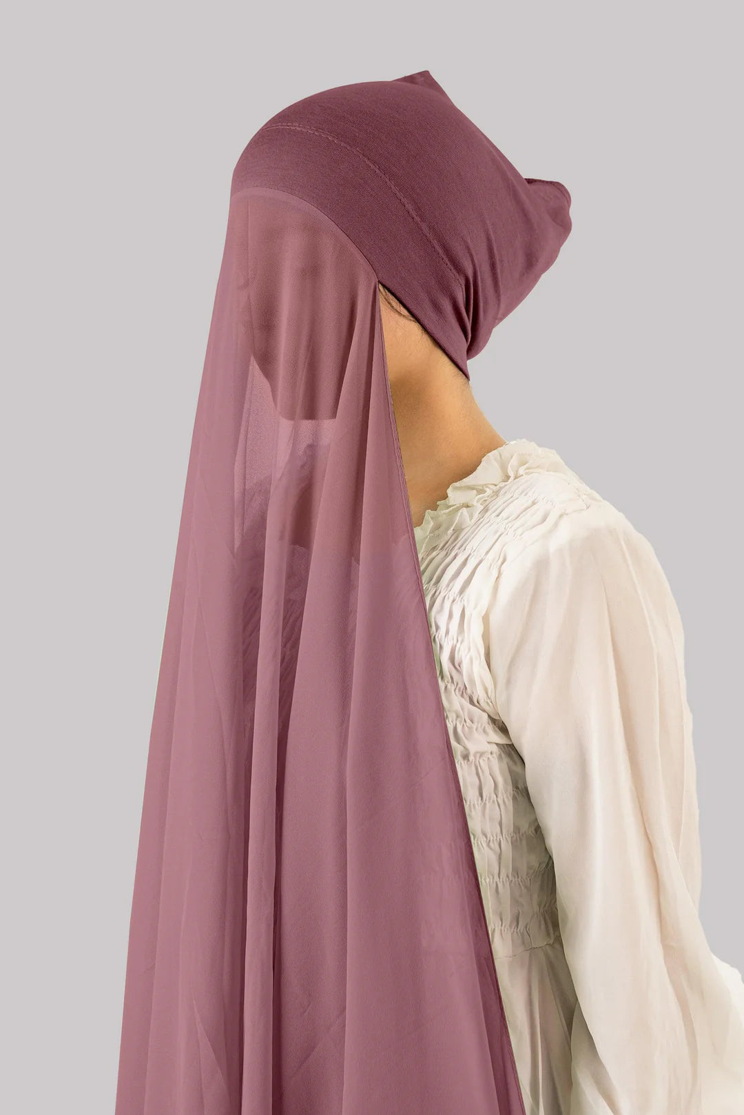 Georgette Instant Hijab With Cap In Mauve