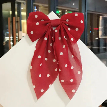 Hair Bow in Polka Dot Print
